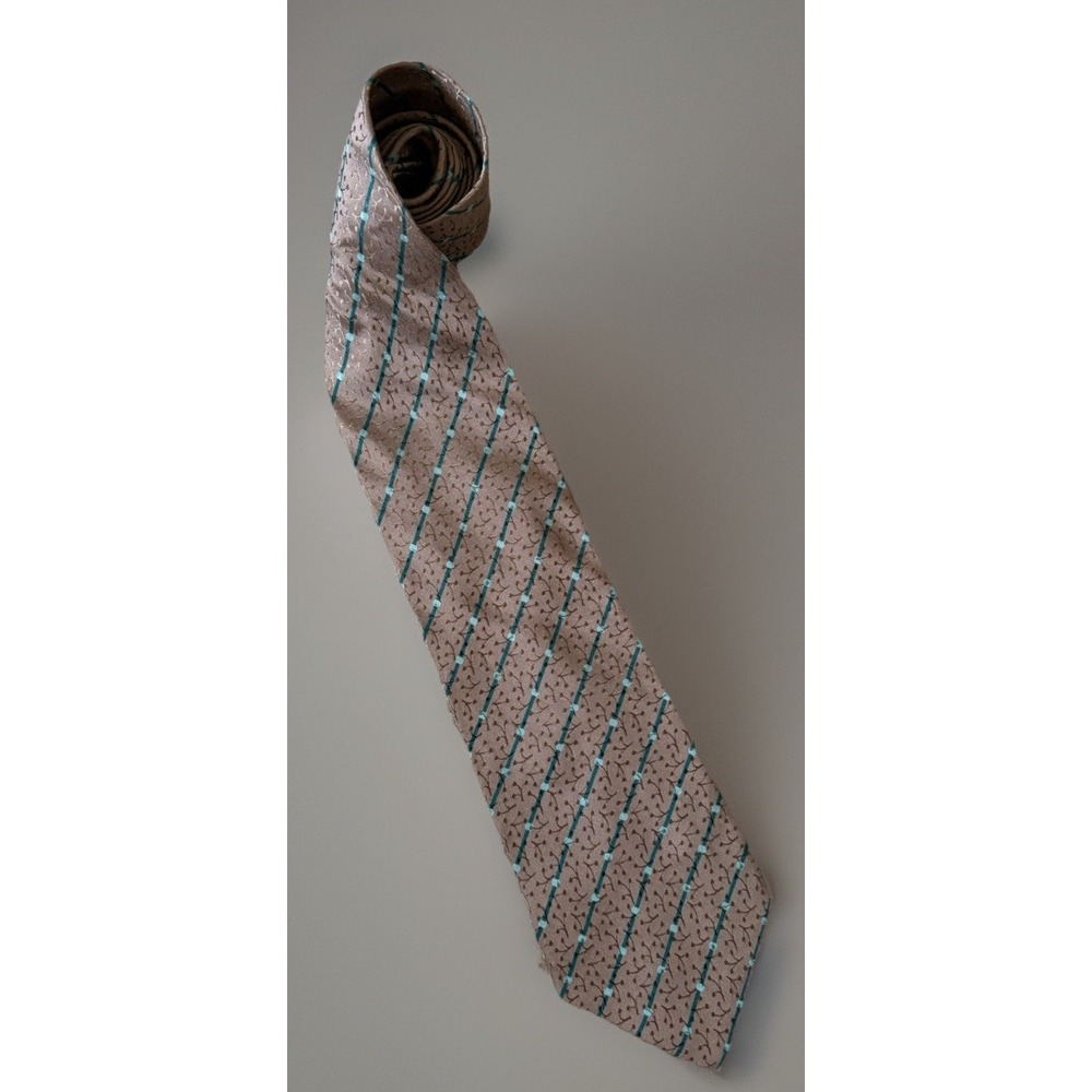 Georgio Armani Cravatte Tie Brown Geometric AOP Pattern 100% Silk Italy VTG JBHS